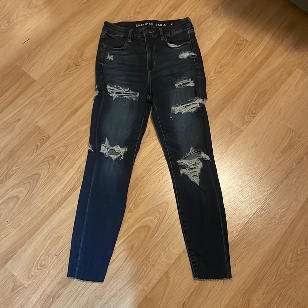 American Eagle Jeans. Dark wash distressed. With the next level stretch!